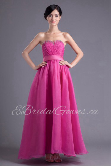 Organza Sweetheart A Line Dress with Sash and Sequins