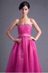 Organza Sweetheart A Line Dress with Sash and Sequins