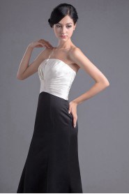 Satin Strapless Empire Dress with Gathered Ruched Bodice