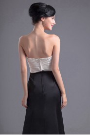 Satin Strapless Empire Dress with Gathered Ruched Bodice