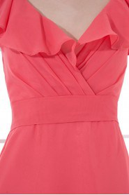 Chiffon V Neckline Empire Swee Train Dress with Sash