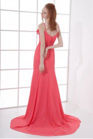 Chiffon V Neckline Empire Swee Train Dress with Sash