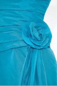 Taffeta V Neckline Sheath Dress with Hand-made Flower
