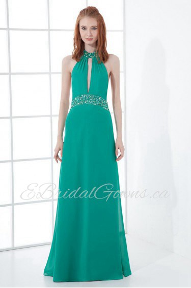 Satin Jewel Column Dress with Sequins