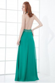 Satin Jewel Column Dress with Sequins