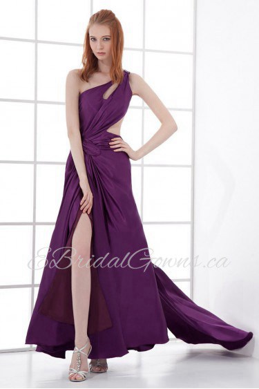 Satin Asymmetrical A Line Ankle-Length Dress