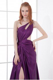 Satin Asymmetrical A Line Ankle-Length Dress