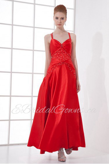 Satin Sheath Ankle-Length Dress with Sequins