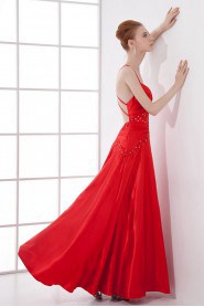 Satin Sheath Ankle-Length Dress with Sequins