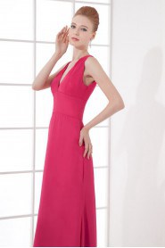 Chiffon V Neckline Column Ankle-Length Dress