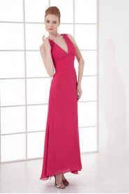 Chiffon V Neckline Column Ankle-Length Dress