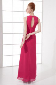 Chiffon V Neckline Column Ankle-Length Dress