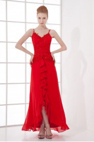 Chiffon A Line Ankle-Length Beaded Dress