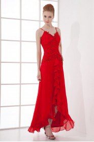 Chiffon A Line Ankle-Length Beaded Dress