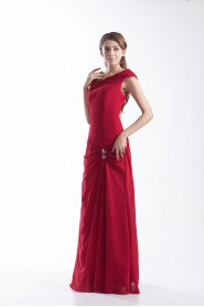 Chiffon Asymmetrical Column Dress with Embroidery