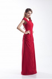 Chiffon Asymmetrical Column Dress with Embroidery