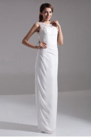 Chiffon Jewel Column Dress with Embroidery