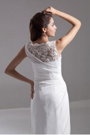 Chiffon Jewel Column Dress with Embroidery