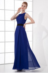 Chiffon Scoop Column Dress with Sash