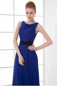 Chiffon Scoop Column Dress with Sash