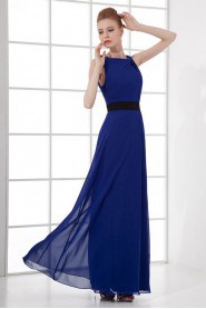 Chiffon Scoop Column Dress with Sash