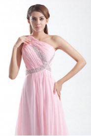 Chiffon Asymmetrical Column Dress with Embroidery