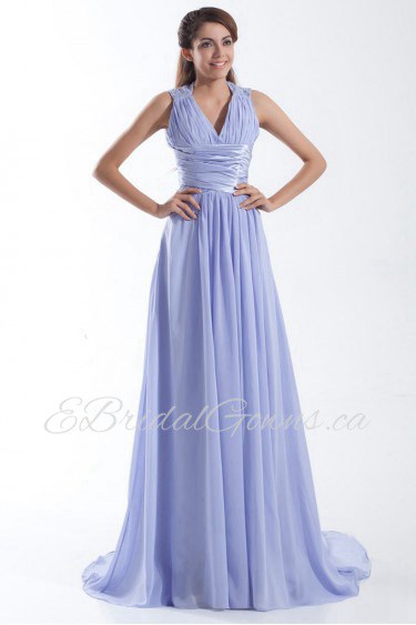 Chiffon V-Neck Column Dress