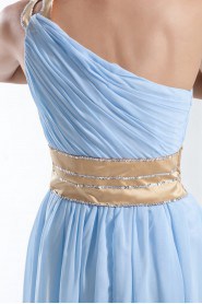 Chiffon Asymmetrical Column Dress with Embroidery