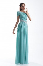 Chiffon Asymmetrical Column Dress with Embroidery