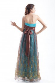 Organza Strapless Dress with Embroidery