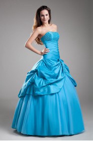 Taffeta Strapless Ball Gown with Embroidery
