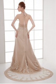 Organza V Neckline Empire Dress with Embroidery