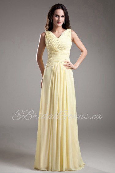 Chiffon V-Neck Column Dress