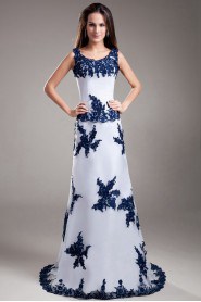 Organza Strapless A Line Dress with Embroidery