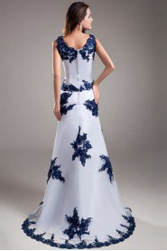 Organza Strapless A Line Dress with Embroidery