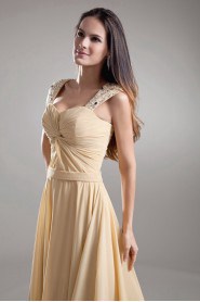 Chiffon Straps Column Beaded Dress