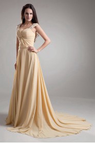 Chiffon Straps Column Beaded Dress