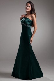 Satin One Shoulder Sheath Dress with Embroidery