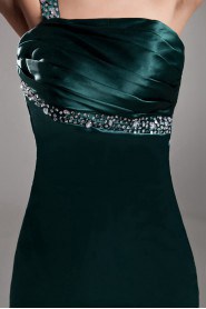 Satin One Shoulder Sheath Dress with Embroidery