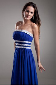 Chiffon Strapless Dress with Embroidery