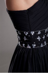 Chiffon Asymmetrical A Line Dress with Embroidery