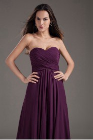 Chiffon Sweetheart Column Purple Dress with Crisscross Ruched Bodice