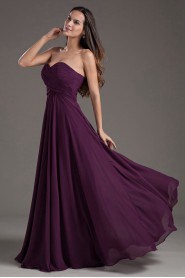 Chiffon Sweetheart Column Purple Dress with Crisscross Ruched Bodice