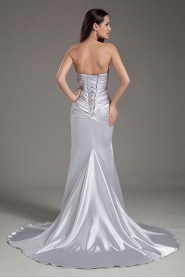 Satin Strapless Sheath Beaded Dress