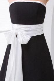 Chiffon Strapless Column Dress with Sash