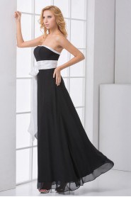 Chiffon Strapless Column Dress with Sash