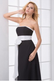 Chiffon Strapless Column Dress with Sash