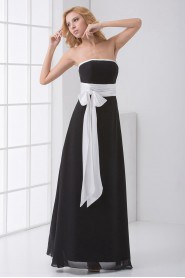 Chiffon Strapless Column Dress with Sash