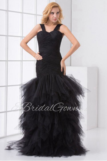 Net Sweetheart Sheath Dress with Crisscross Ruched Bodice