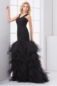 Net Sweetheart Sheath Dress with Crisscross Ruched Bodice